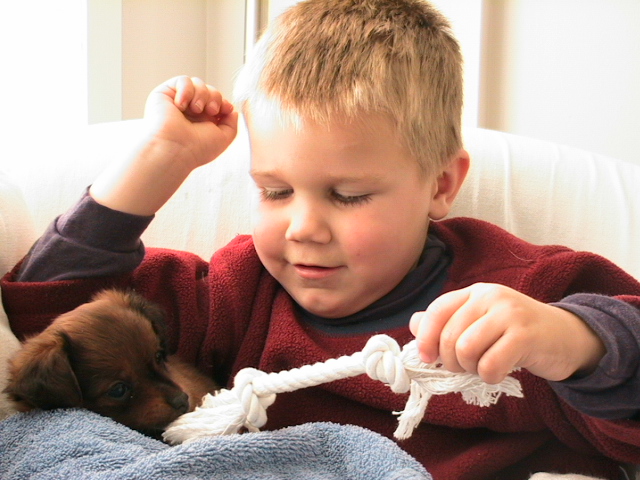 Nicholas with our puppy